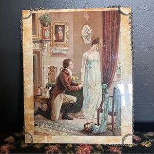 Antique "Loves Appeal" Romantic Flue Cover "Suspense" by Lionel Charles Henley